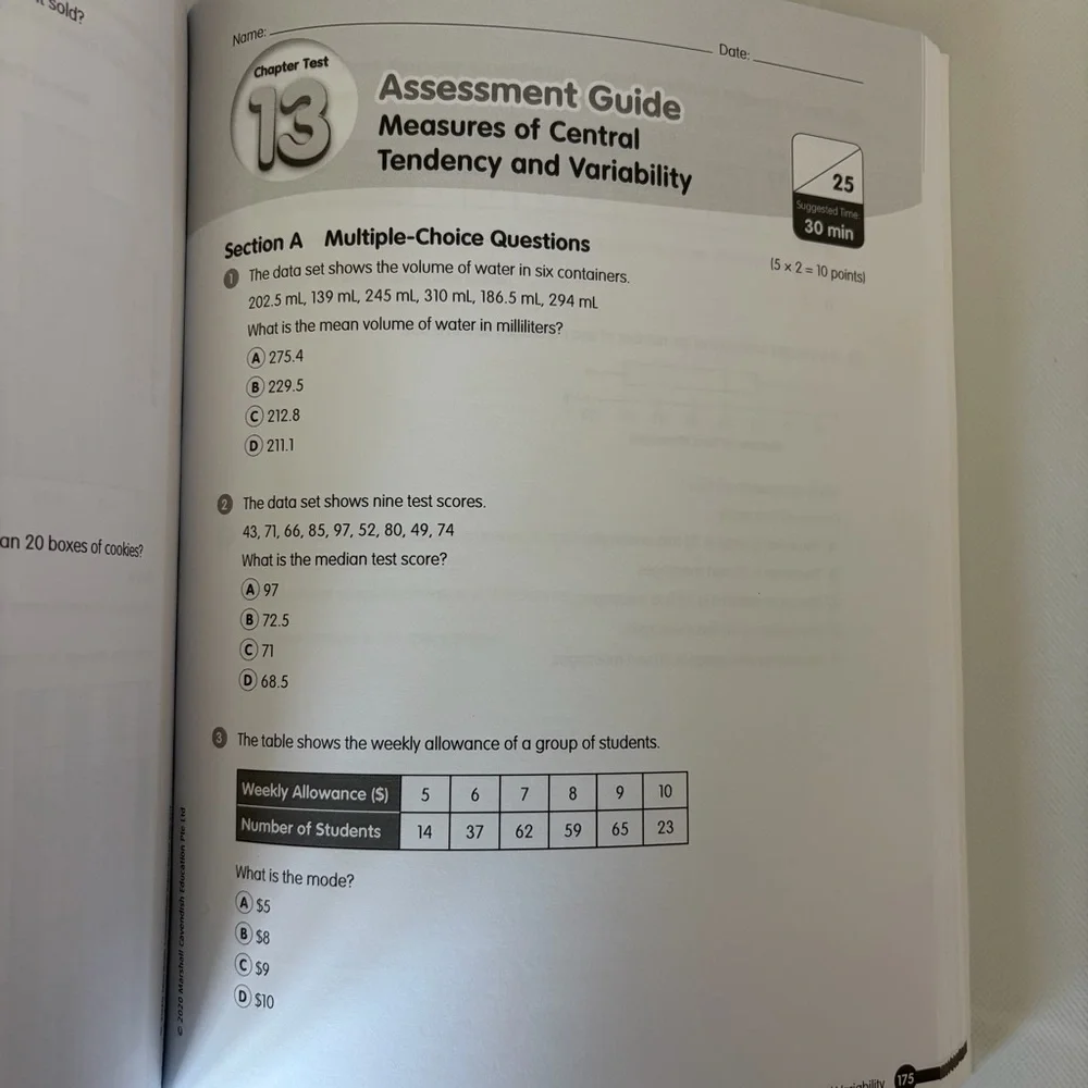 Math in Focus Singapore Math Course 1A 1B Extra Practice Homework Teacher Assess